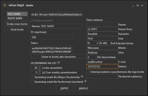 InPost ShipX - zarządzanie kontami dostępowymi