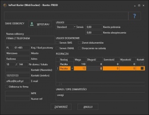 InPost kurier (Web Trucker) - edycja listu przewozowego przed wydrukiem etykiety kurierskiej