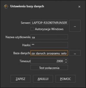 Sello - konfiguracja połączenia do bazy danych Sello w programie ProstaPaczka