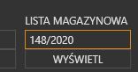 Subiekt GT Magazyn - pole skanowania numeru listy magazynowej