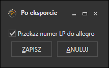Opcja włączająca automatyczne przekazywanie numeru listu do allegro.pl