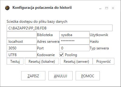 ProstaPaczka2 okno konfiguracji połączenia z bazą danych w programie do automatycznego generowania listów przewozowych