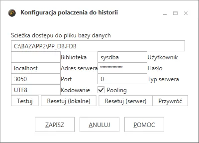 ProstaPaczka2 okno konfiguracji połączenia z bazą danych w programie do automatycznego generowania listów przewozowych