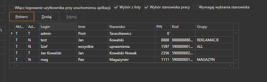 Moduł zarządzania użytkownikami programu ProstaPaczka.